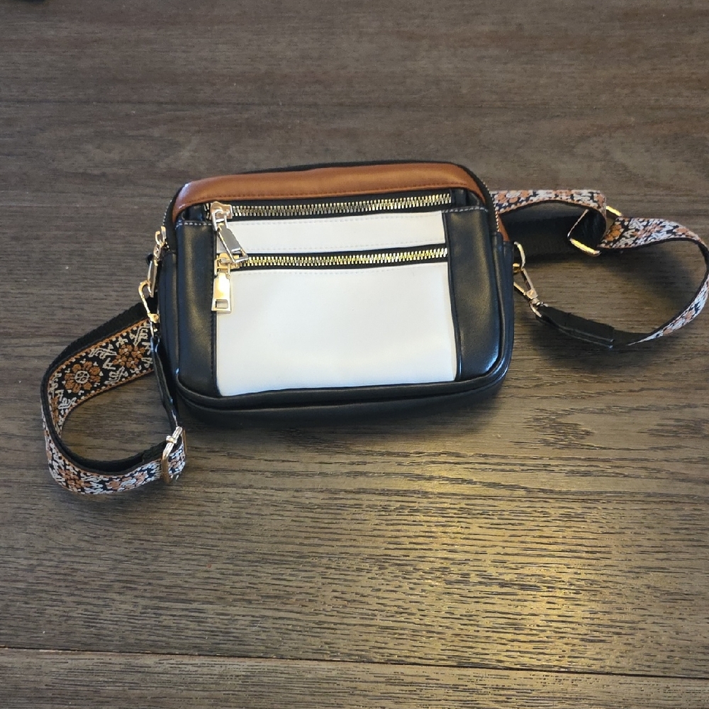 Stylish Black and White Women's Crossbody Bag